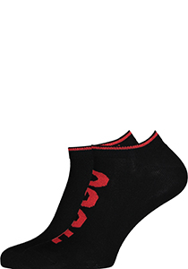 HUGO logo sokken (2-pack), heren enkelsokken, zwart