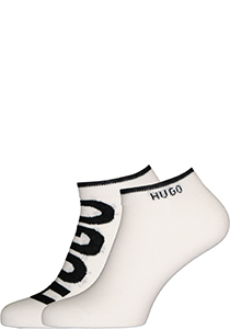 HUGO logo sokken (2-pack), heren enkelsokken, wit