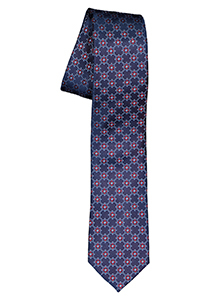 ETERNA smalle stropdas, blauw met rood dessin