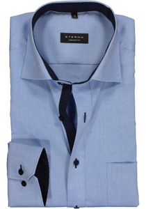 ETERNA comfort fit overhemd, mouwlengte 7, fijn Oxford heren overhemd, lichtblauw (blauw gestipt contrast)