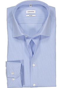 Seidensticker shaped fit overhemd, lichtblauw met wit geruit  
