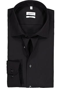 Seidensticker shaped fit overhemd, mouwlengte 7, zwart