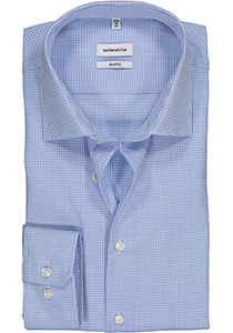 Seidensticker shaped fit overhemd, lichtblauw met wit geruit 