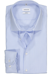 Seidensticker shaped fit overhemd, lichtblauw met wit gestreept 