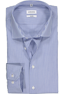 Seidensticker shaped fit overhemd, blauw met wit gestreept 