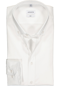 Seidensticker slim fit overhemd, button-down, wit