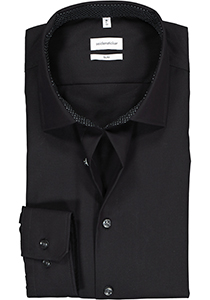 Seidensticker slim fit overhemd, zwart (gestipt contrast)