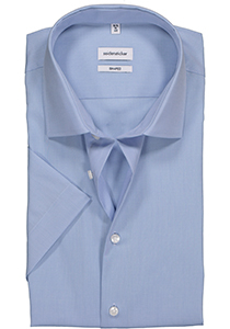 Seidensticker shaped fit overhemd, korte mouw, lichtblauw fil a fil 