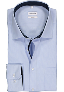 Seidensticker regular fit overhemd, blauw met wit gestreept (contrast)