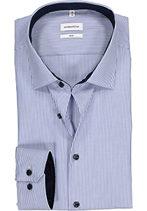 Seidensticker slim fit overhemd, blauw met wit gestreept (contrast)  