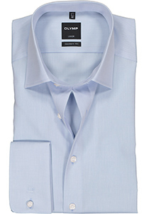 OLYMP Luxor modern fit overhemd, dubbele manchet, lichtblauw