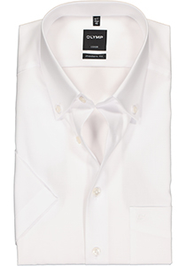 OLYMP Luxor modern fit overhemd, korte mouw, wit met button-down kraag