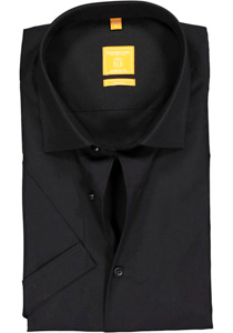 Redmond modern fit overhemd, korte mouw, zwart