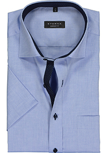 ETERNA comfort fit overhemd, korte mouw, fijn Oxford heren overhemd, lichtblauw (blauw gestipt contrast)