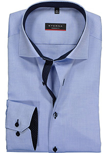ETERNA modern fit overhemd, mouwlengte 7, fijn Oxford heren overhemd, lichtblauw (blauw gestipt contrast)