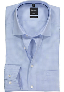 OLYMP Luxor modern fit overhemd, lichtblauw met wit geruit (contrast)
