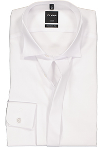 OLYMP Luxor modern fit overhemd, smoking overhemd, mouwlengte 7, wit met wing kraag