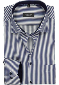 ETERNA comfort fit overhemd, twill heren overhemd, blauw met wit gestreept (contrast)  