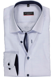 ETERNA modern fit overhemd, structuur heren overhemd, lichtblauw met wit (donkerblauw contrast)