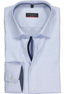 ETERNA modern fit overhemd, twill structuur heren overhemd, lichtblauw (donkerblauw contrast)