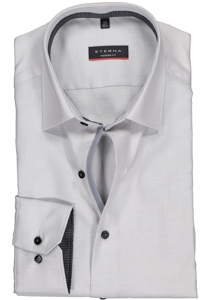 ETERNA modern fit overhemd, twill structuur heren overhemd, grijs (zwart contrast)