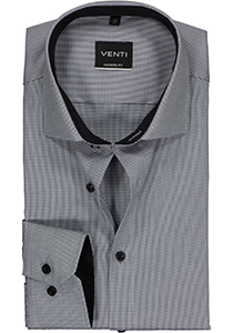 VENTI modern fit overhemd, grijs-wit structuur (contrast)