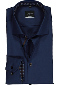 VENTI modern fit overhemd, donkerblauw structuur (contrast)
