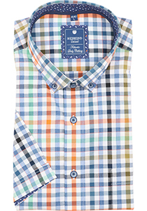 Redmond modern fit overhemd, korte mouw, structuur, blauw geruit