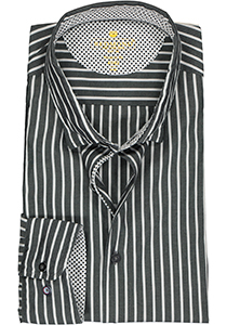 Redmond modern fit overhemd, poplin, antraciet met wit gestreept (contrast)