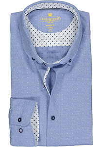 Redmond modern fit overhemd, dobby structuur, blauw met wit mini dessin (contrast)