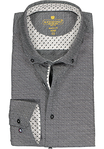 Redmond modern fit overhemd, dobby structuur, zwart met wit mini dessin (contrast)