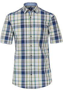 Redmond regular fit overhemd, korte mouw, chambray, blauw geruit