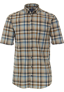 Redmond regular fit overhemd, korte mouw, , bruin geruit