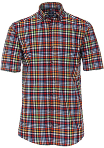 Redmond regular fit overhemd, korte mouw, , rood geruit