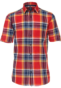 Redmond modern fit overhemd, korte mouw, structuur, rood geruit
