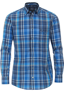 Redmond comfort fit overhemd, popeline, blauw geruit