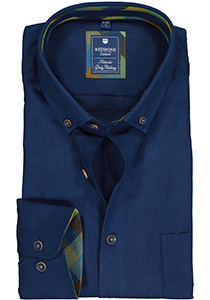 Redmond regular fit overhemd, visgraat weving, donkerblauw (contrast)