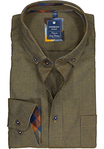Redmond regular fit overhemd, visgraat weving, groen (contrast)