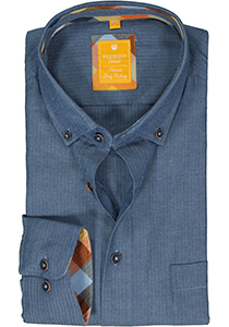 Redmond modern fit overhemd, herringbone, middenblauw