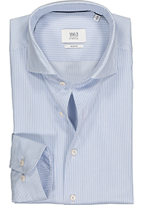 ETERNA 1863 slim fit casual Soft tailoring overhemd, twill heren overhemd, blauw met wit gestreept