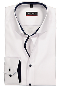 ETERNA modern fit overhemd, niet doorschijnend twill heren overhemd, wit (donkerblauw contrast)