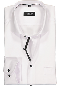 ETERNA comfort fit overhemd, niet doorschijnend twill heren overhemd, wit (zwart contrast)