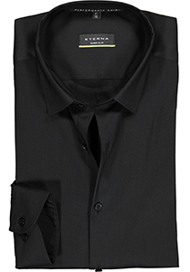 ETERNA super slim fit performance overhemd, superstretch lyocell, zwart