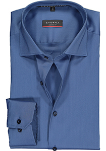 ETERNA modern fit overhemd, superstretch lyocell heren overhemd, midden blauw