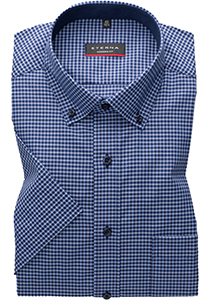ETERNA modern fit overhemd korte mouw overhemd, popeline, blauw geruit (contrast)