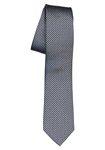 ETERNA smalle stropdas, donkerblauw met beige structuur