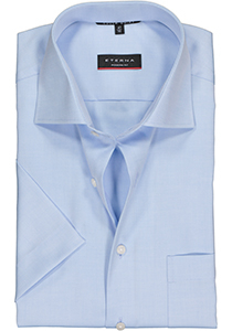 ETERNA modern fit overhemd, niet doorschijnend twill met korte mouw, lichtblauw