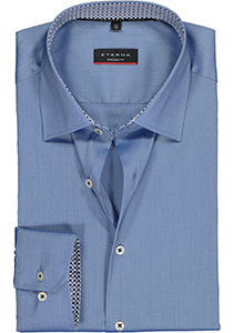 ETERNA modern fit overhemd, superstretch lyocell heren overhemd, midden blauw (contrast)