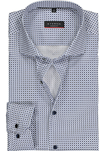 ETERNA modern fit overhemd, superstretch lyocell heren overhemd, blauw met wit dessin