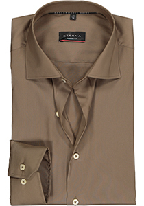 ETERNA modern fit overhemd, superstretch lyocell heren overhemd, bruin